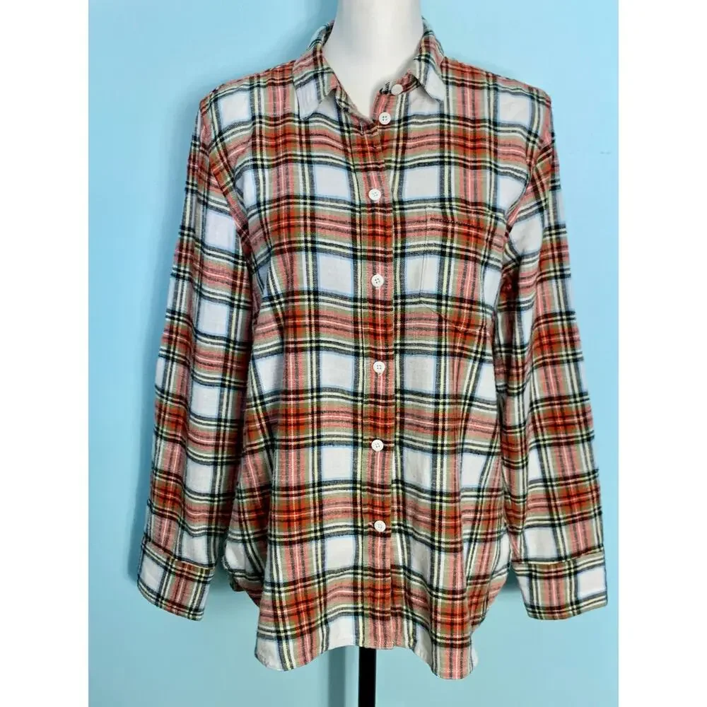 J. Crew Classic Fit Button Down Shirt in Snowy Stewart Tartan Flannel Size 10